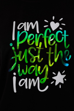 Черная футболка из трикотажа с принтами Kivviwear 4039.04 - фото 2