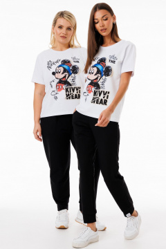 Белая футболка из трикотажа с принтами Kivviwear 4039.06 - фото 5