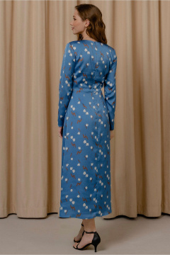 Платье приталенное с рукавом рубашечного типа и молнией JRSy 2533 голубой_в_тюльпаны - фото 2