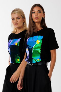 Белая футболка из хлопка с графическими принтами Kivviwear 4039.10 - фото 1