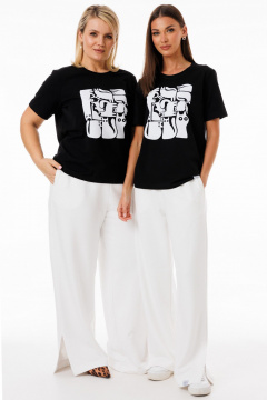 Черная футболка из трикотажа с яркими принтами Kivviwear 4039.11 - фото 3