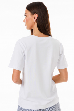 Белая футболка из кулирной глади с принтами Kivviwear 4039.12 - фото 4