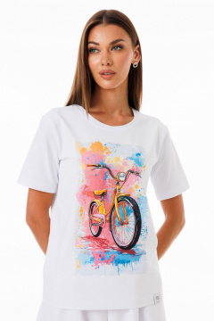 Базовая футболка из хлопка с принтами для стильного образа Kivviwear 4039.16 - фото 5