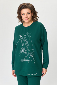 Двухпредметный комплект: свитшот и зауженные брюки из трикотажа STEFANY 2061-1 темно-зеленый - фото 3