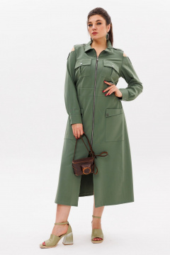 Платье расклешенное с открытыми плечами и притачным поясом Anelli 1301 зеленые_глаза - фото 5