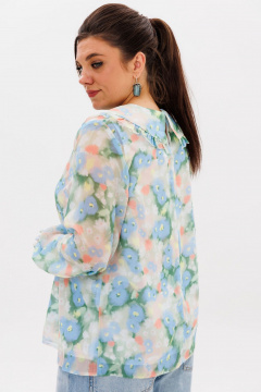 Демисезонная женская блуза с рюшем и принтом Миядзаки Anelli 1273 миядзаки - фото 5