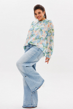 Демисезонная женская блуза с рюшем и принтом Миядзаки Anelli 1273 миядзаки - фото 4
