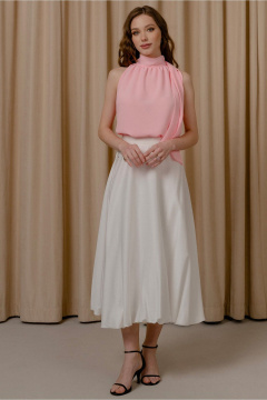 Розовый молодежный топ с регланом и завязкой воротника JRSy 2492 розовый - фото 2