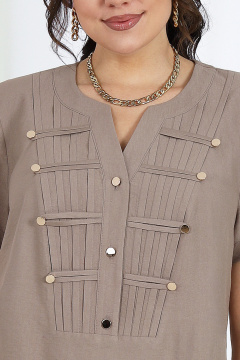 Деловой костюм из вискозы с блузой и классическими брюками Ninele 6003 светло-коричневый - фото 4