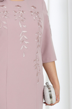 Платье из костюмной ткани с цветочными аппликациями Ninele 7510 пудра - фото 2