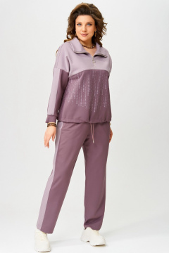 Спортивный комплект джемпер с лампасами и брюки на резинке Fita 1862 сирень - фото 3