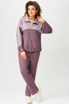 Спортивный комплект джемпер с лампасами и брюки на резинке Fita 1862 сирень - фото 2