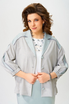 Комплект тройка Бояна: бомбер, юбка и майка-топ Fita 4031 серо-мятный - фото 3