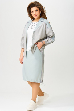 Комплект тройка Бояна: бомбер, юбка и майка-топ Fita 4031 серо-мятный - фото 5