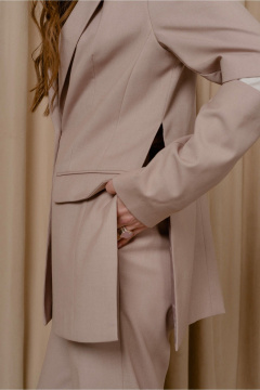 Бежевый жакет прямого силуэта с карманами и ремнем JRSy 2497 бежевый - фото 4