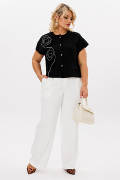 Белый укороченный топ и широкие брюки с складками LM К5027 - фото 1