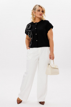 Белый укороченный топ и широкие брюки с складками LM К5027 - фото 4