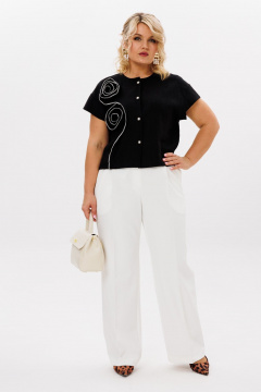 Белый укороченный топ и широкие брюки с складками LM К5027 - фото 2