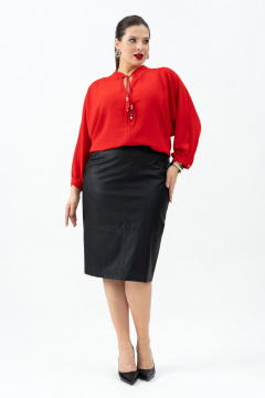 Костюм юбка и блуза из текстиля для любого мероприятия Andina 969 алый/черный - фото 4