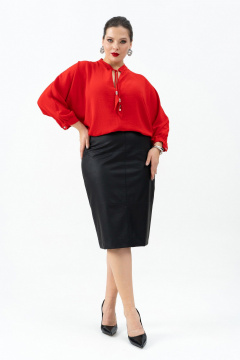 Костюм юбка и блуза из текстиля для любого мероприятия Andina 969 алый/черный - фото 3