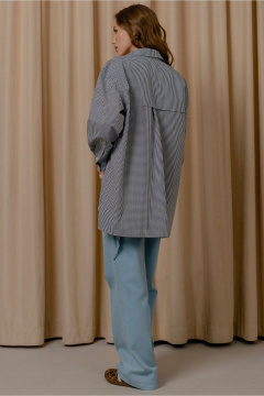 Демисезонная рубашка в клетку с закругленным низом JRSy 2535 белый_в_синюю_клетку - фото 3