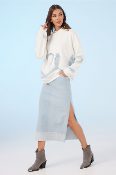 Демисезонный джемпер с капюшоном и вышивкой LOVE Butеr 3044 молочный - фото 4