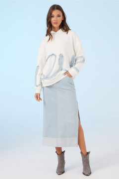 Демисезонный джемпер с капюшоном и вышивкой LOVE Butеr 3044 молочный - фото 3