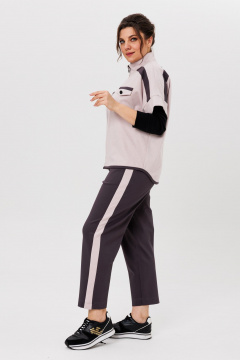 Базовый женский брючный комплект с жилетом и укороченными брюками Michel chic 1410 пудра,графит - фото 5