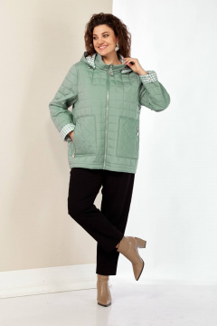 Двухсторонняя демисезонная куртка с ярким принтом и молнией Shetti 2182 фисташка - фото 3