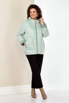 Двухсторонняя демисезонная куртка с ярким принтом и молнией Shetti 2182 фисташка - фото 2