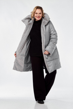 Демисезонное пальто полуприлегающего силуэта из плащёвой ткани Диомант 2040 серый - фото 2