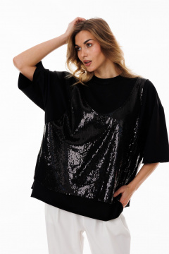 Демисезонный асимметричный блузон oversize с пайетками Ларс Стиль 1053 - фото 3