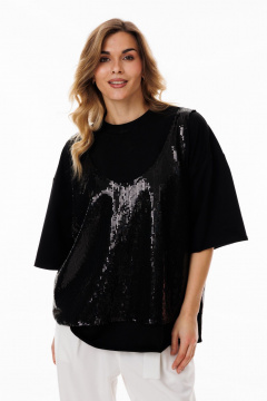 Демисезонный асимметричный блузон oversize с пайетками Ларс Стиль 1053 - фото 2