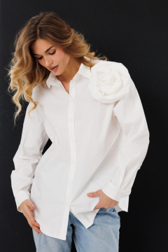 Белая рубашка из хлопка с кокетками и складками Ларс Стиль 1059 - фото 3