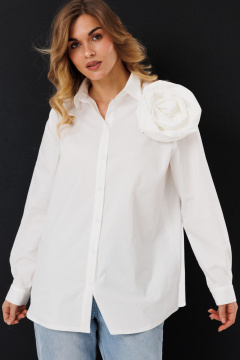 Белая рубашка из хлопка с кокетками и складками Ларс Стиль 1059 - фото 1