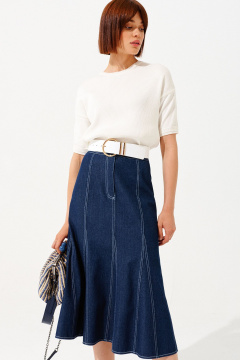 юбка джинсовая с декоративной строчкой на каждый день Noche mio 2.014 klemena - фото 1