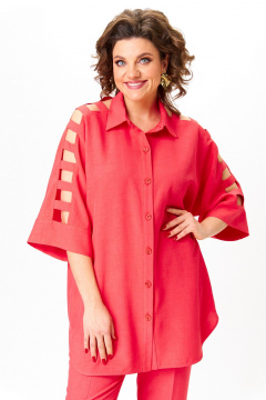 Костюм из текстиля с рубахой и брюками ANASTASIA MAK 1235 рубиновый - фото 5