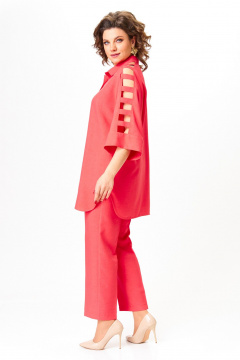 Костюм из текстиля с рубахой и брюками ANASTASIA MAK 1235 рубиновый - фото 3