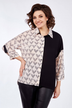 Мультиколор блуза прямого силуэта с рукавом 3/4 и воротником Matini 4.1761 - фото 1