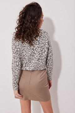 Джемпер из трикотажа с леопардовым принтом MG Wear 2216 леопард_серый - фото 2