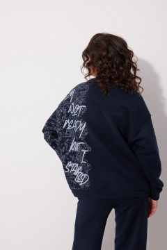 Свитшот из трикотажа с пич-эффектом и принтом MG Wear 2242 синий - фото 3