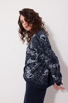 Свитшот из трикотажа с пич-эффектом и принтом MG Wear 2242 синий - фото 2