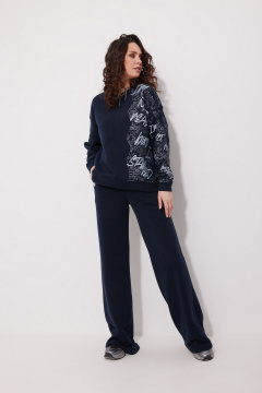 Свитшот из трикотажа с пич-эффектом и принтом MG Wear 2242 синий - фото 1