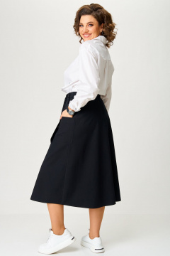 Блуза и юбка с воротником и складками Aira Style 24119 бело-черный - фото 3