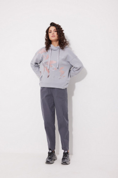Женский худи с фигурным низом из мягкого трикотажа MG Wear 2245 серый - фото 2