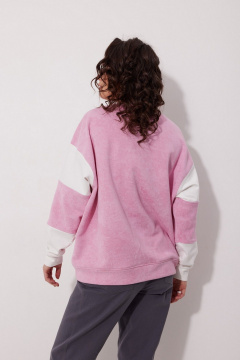 Демисезонный свитшот из трикотажа с эффектом пич MG Wear 2248 розовый_мрамор+молочный - фото 3
