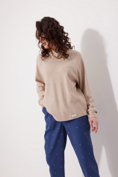 Розовый джемпер из мягкого трикотажа с декоративным элементом MG Wear 2249 бежевый - фото 1