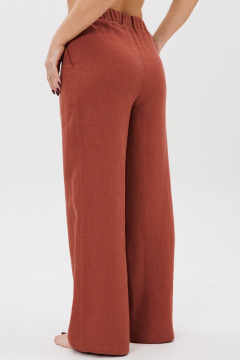 Льняной костюм с брюками-палаццо для городских повседневных образов Ma Сherie 3123 терракот - фото 3