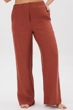 Льняной костюм с брюками-палаццо для городских повседневных образов Ma Сherie 3123 терракот - фото 2