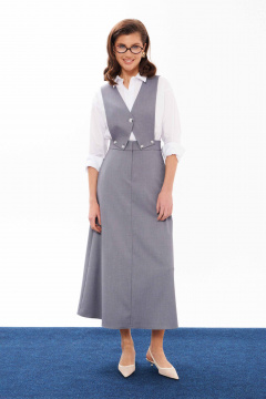 Серый демисезонный сарафан с съемным верхом для офиса и досуга Панда 12680 серый - фото 3